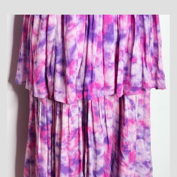 Playa Lucila Maxi Dress Strapless Tiered Maxi Dress Shirred Top Purple Pastel XS - Picture 6 of 16